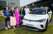 30 April 2025; Paralympics Ireland and Uber have announced a new partnership to help provide direct financial assistance and access to Uber services for members of the Paralympics Ireland team. This comprehensive support package is designed to ensure that the athletes have access to transport to assist them to focus on their training and performance. The partnership was launched today at the Sport Ireland Campus in Dublin with the help of Minister of State with responsibility for Disability Hildegarde Naughton. Pictured at the launch on the Sport Ireland Campus are, from left, Paralympian Tiarnán O’Donnell, Paralympics Ireland Vice President Lisa Clancy, Minister of State with responsibility for Disability Hildegarde Naughton, Paralympics Ireland Chief Operating Officer Neasa Russell, Uber Ireland general manager Kieran Harte, and Paralympian Róisín Ní Riain. Photo by Seb Daly/Sportsfile