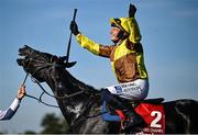 30 April 2025; Paul Townend celebrates on Galopin Des Champs after winning the Ladbrokes Punchestown Gold Cup Chase on day two of the Punchestown Festival at Punchestown Racecourse in Kildare. Photo by David Fitzgerald/Sportsfile