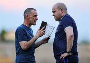 30 April 2025; Roscommon manager Cian Smith is interviewed after his side's defeat in the Dalata Hotel Group Connacht GAA Football U20 Championship final match between Mayo and Roscommon at Tuam Stadium in Galway. Photo by Thomas Flinkow/Sportsfile