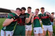 30 April 2025; Mayo players celebrate after their side's victory in the Dalata Hotel Group Connacht GAA Football U20 Championship final match between Mayo and Roscommon at Tuam Stadium in Galway. Photo by Thomas Flinkow/Sportsfile