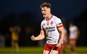 30 April 2025; Ruairí McCullagh of Tyrone celebrates after his side's victory in the Dalata Hotel Group Ulster GAA Football U20 Championship final match between Donegal and Tyrone at Owenbeg Derry GAA Centre in Dungiven, Derry. Photo by Piaras Ó Mídheach/Sportsfile