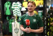 30 April 2025; Celtic FC's Liam Scales is interviewed by Off The Ball during the Cork Super Cup Dublin Media Launch at JD Sports in Jervis Street Shopping Centre, Dublin. For tickets and information visit - corksupercup.com/tickets Photo by Stephen McCarthy/Sportsfile