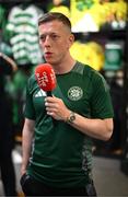 30 April 2025; Celtic FC's Callum McGregor is interviewed by Off The Ball during the Cork Super Cup Dublin Media Launch at JD Sports in Jervis Street Shopping Centre, Dublin. For tickets and information visit - corksupercup.com/tickets Photo by Stephen McCarthy/Sportsfile