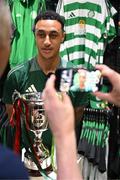 30 April 2025; Celtic FC's Adam Idah during the Cork Super Cup Dublin Media Launch at JD Sports in Jervis Street Shopping Centre, Dublin. For tickets and information visit - corksupercup.com/tickets Photo by Stephen McCarthy/Sportsfile