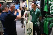 30 April 2025; Celtic FC's Adam Idah during the Cork Super Cup Dublin Media Launch at JD Sports in Jervis Street Shopping Centre, Dublin. For tickets and information visit - corksupercup.com/tickets Photo by Stephen McCarthy/Sportsfile