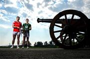1 May 2025; Louth captain Sam Mulroy and Meath captain Eoghan Frayne at Oldbridge House, Battle of the Boyne Visitor Centre in Drogheda, Meath during a media event for the 2025 Leinster GAA Senior Football Championship Final between Louth and Meath which will take place on Sunday 11th of May in Croke Park, Dublin. Photo by Stephen McCarthy/Sportsfile