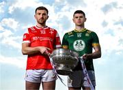 1 May 2025; Louth captain Sam Mulroy and Meath captain Eoghan Frayne at Oldbridge House, Battle of the Boyne Visitor Centre in Drogheda, Meath during a media event for the 2025 Leinster GAA Senior Football Championship Final between Louth and Meath which will take place on Sunday 11th of May in Croke Park, Dublin. Photo by Stephen McCarthy/Sportsfile