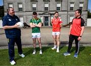 1 May 2025; Meath manager Robbie Brennan and captain Eoghan Frayne, left, with Louth captain Sam Mulroy and manager Ger Brennan, right, at Oldbridge House, Battle of the Boyne Visitor Centre in Drogheda, Meath during a media event for the 2025 Leinster GAA Senior Football Championship Final between Louth and Meath which will take place on Sunday 11th of May in Croke Park, Dublin. Photo by Stephen McCarthy/Sportsfile