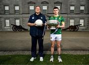 1 May 2025; Meath manager Robbie Brennan and captain Eoghan Frayne at Oldbridge House, Battle of the Boyne Visitor Centre in Drogheda, Meath during a media event for the 2025 Leinster GAA Senior Football Championship Final between Louth and Meath which will take place on Sunday 11th of May in Croke Park, Dublin. Photo by Stephen McCarthy/Sportsfile