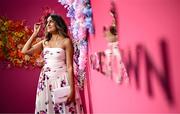 1 May 2025; Racegoer Meaghan D'Souza, from Toronto, Canada, poses for a portrait during day three of the Punchestown Festival at Punchestown Racecourse in Kildare. Photo by Seb Daly/Sportsfile
