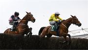 1 May 2025; Aspire Tower, left, with Mike O'Connor up, and Dutch Schultz, right, with Conor Stone-Walsh up, during the Frontline Security Handicap Steeplechase on day three of the Punchestown Festival at Punchestown Racecourse in Kildare. Photo by Seb Daly/Sportsfile