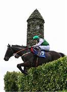 1 May 2025; Vital Island, with Brian Thomas Stone up, jumps the Glendalough Drop Hedge during the Mongey Communications La Touche Cup Cross Country Steeplechase on day three of the Punchestown Festival at Punchestown Racecourse in Kildare. Photo by Seb Daly/Sportsfile