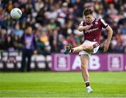 20 April 2025; Robert Finnerty of Galway takes a free before the Connacht GAA Football Senior Championship semi-final match between Galway and Roscommon at Pearse Stadium in Galway. Photo by Piaras Ó Mídheach/Sportsfile