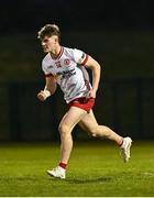 30 April 2025; Ruairí McCullagh of Tyrone celebrates after scoring a point from a free late on in the second half of extra-time during the Dalata Hotel Group Ulster GAA Football U20 Championship final match between Donegal and Tyrone at Owenbeg Derry GAA Centre in Dungiven, Derry. Photo by Piaras Ó Mídheach/Sportsfile