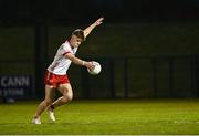 30 April 2025; Ruairí McCullagh of Tyrone scores a point from a free late on in the second half of extra-time during the Dalata Hotel Group Ulster GAA Football U20 Championship final match between Donegal and Tyrone at Owenbeg Derry GAA Centre in Dungiven, Derry. Photo by Piaras Ó Mídheach/Sportsfile