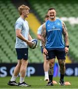 2 May 2025; Andrew Porter, right, and Tommy O'Brien during a Leinster Rugby captain's run at the Aviva Stadium in Dublin. Photo by David Fitzgerald/Sportsfile