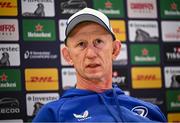 2 May 2025; Head coach Leo Cullen during press conference after a Leinster Rugby captain's run at the Aviva Stadium in Dublin. Photo by David Fitzgerald/Sportsfile