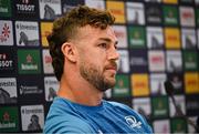2 May 2025; Captain Caelan Doris during press conference after a Leinster Rugby captain's run at the Aviva Stadium in Dublin. Photo by David Fitzgerald/Sportsfile