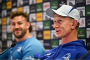 2 May 2025; Head coach Leo Cullen and captain Caelan Doris during press conference after a Leinster Rugby captain's run at the Aviva Stadium in Dublin. Photo by David Fitzgerald/Sportsfile