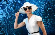 2 May 2025; Racegoer Katie Young, from Kildare, poses for a portrait on day four of the Punchestown Festival at Punchestown Racecourse in Kildare. Photo by Seb Daly/Sportsfile