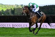 2 May 2025; Sea Music, with Donagh Meyler up, on their way to winning the QuinnBet Novice Handicap Steeplechase on day four of the Punchestown Festival at Punchestown Racecourse in Kildare. Photo by Seb Daly/Sportsfile