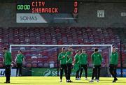 2 May 2025; Shamrock Rovers players walk the pitch before the SSE Airtricity Men's Premier Division match between Cork City and Shamrock Rovers at Turner's Cross in Cork. Photo by Brendan Moran/Sportsfile