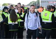 2 May 2025; Shane Ferguson of Derry City arrives for the SSE Airtricity Men's Premier Division match between Derry City and Shelbourne at The Ryan McBride Brandywell Stadium in Derry. Photo by Stephen McCarthy/Sportsfile