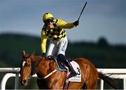 2 May 2025; Jockey Paul Townend celebrates on State Man after winning the Boodles Champion Hurdle on day four of the Punchestown Festival at Punchestown Racecourse in Kildare. Photo by Seb Daly/Sportsfile