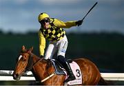 2 May 2025; Jockey Paul Townend celebrates on State Man after winning the Boodles Champion Hurdle on day four of the Punchestown Festival at Punchestown Racecourse in Kildare. Photo by Seb Daly/Sportsfile
