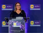 2 May 2025; Trina Murray, Ladies Gaelic Football Association President at the 2025 Lidl National Leagues awards. Photo by Matt Browne/Sportsfile