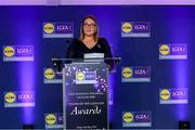 2 May 2025; Trina Murray, Ladies Gaelic Football Association President at the 2025 Lidl National Leagues awards. Photo by Matt Browne/Sportsfile