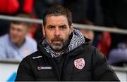 2 May 2025; Derry City manager Tiernan Lynch before the SSE Airtricity Men's Premier Division match between Derry City and Shelbourne at The Ryan McBride Brandywell Stadium in Derry. Photo by Stephen McCarthy/Sportsfile