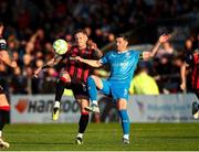 2 May 2025; Padraig Amond of Waterford in action against Rob Cornwall of Bohemians during the SSE Airtricity Men's Premier Division match between Bohemians and Waterford at Dalymount Park in Dublin. Photo by Michael P Ryan/Sportsfile