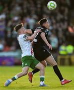 2 May 2025; Cory O'Sullivan of Shamrock Rovers in action against Cathal O'Sullivan of Cork City during the SSE Airtricity Men's Premier Division match between Cork City and Shamrock Rovers at Turner's Cross in Cork. Photo by Brendan Moran/Sportsfile