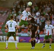 2 May 2025; Sean Murray of Cork City in action against Aaron Greene of Shamrock Rovers during the SSE Airtricity Men's Premier Division match between Cork City and Shamrock Rovers at Turner's Cross in Cork. Photo by Brendan Moran/Sportsfile