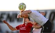 2 May 2025; James Bolger of Drogheda United in action against Jad Hakiki of Sligo Rovers during the SSE Airtricity Men's Premier Division match between Sligo Rovers and Drogheda United at The Showgrounds in Sligo. Photo by Piaras Ó Mídheach/Sportsfile