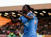2 May 2025; James Olayinka of Waterford celebrates after scoring his side's first goal during the SSE Airtricity Men's Premier Division match between Bohemians and Waterford at Dalymount Park in Dublin. Photo by Michael P Ryan/Sportsfile