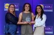2 May 2025; The players selected on the Teams of the 2025 Lidl National Leagues were presented with their awards at Croke Park on Friday, May 2. The best players from the four divisions in the 2025 Lidl National Football Leagues were selected by the LGFA’s All Star committee. Aishling O’Connell from Kerry is pictured receiving her Division 1 award from Trina Murray, Ladies Gaelic Football Association President, and Christine McIntyre, Senior Partnerships and Events Manager, Lidl Ireland and Northern Ireland. Photo by Matt Browne/Sportsfile