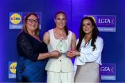 2 May 2025; The players selected on the Teams of the 2025 Lidl National Leagues were presented with their awards at Croke Park on Friday, May 2. The best players from the four divisions in the 2025 Lidl National Football Leagues were selected by the LGFA’s All Star committee. Emma Murray from Waterford is pictured receiving her Division 1 award from Trina Murray, Ladies Gaelic Football Association President, and Christine McIntyre, Senior Partnerships and Events Manager, Lidl Ireland and Northern Ireland. Photo by Matt Browne/Sportsfile