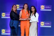 2 May 2025; The players selected on the Teams of the 2025 Lidl National Leagues were presented with their awards at Croke Park on Friday, May 2. The best players from the four divisions in the 2025 Lidl National Football Leagues were selected by the LGFA’s All Star committee. Síofra O’Shea from Kerry is pictured receiving her Division 1 award from Trina Murray, Ladies Gaelic Football Association President, and Christine McIntyre, Senior Partnerships and Events Manager, Lidl Ireland and Northern Ireland. Photo by Matt Browne/Sportsfile