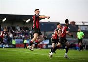 2 May 2025; James Clarke of Bohemians celebrates his sides first goal scored by Jordan Flores during the SSE Airtricity Men's Premier Division match between Bohemians and Waterford at Dalymount Park in Dublin. Photo by Michael P Ryan/Sportsfile