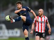 2 May 2025; Sam Bone of Shelbourne in action against Liam Boyce of Derry City during the SSE Airtricity Men's Premier Division match between Derry City and Shelbourne at The Ryan McBride Brandywell Stadium in Derry. Photo by Stephen McCarthy/Sportsfile