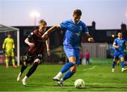 2 May 2025; Kacper Radkowski of Waterford in action against Ross Tierney of Bohemians during the SSE Airtricity Men's Premier Division match between Bohemians and Waterford at Dalymount Park in Dublin. Photo by Michael P Ryan/Sportsfile