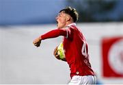 2 May 2025; Owen Elding of Sligo Rovers celebrates after his side's second goal, an own goal by Conor Kane of Drogheda United, during the SSE Airtricity Men's Premier Division match between Sligo Rovers and Drogheda United at The Showgrounds in Sligo. Photo by Piaras Ó Mídheach/Sportsfile
