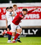 2 May 2025; Owen Elding of Sligo Rovers celebrates after his side's second goal, an own goal by Conor Kane of Drogheda United, during the SSE Airtricity Men's Premier Division match between Sligo Rovers and Drogheda United at The Showgrounds in Sligo. Photo by Piaras Ó Mídheach/Sportsfile