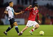 2 May 2025; Stephen Mallon of Sligo Rovers in action against Douglas James-Taylor of Drogheda United during the SSE Airtricity Men's Premier Division match between Sligo Rovers and Drogheda United at The Showgrounds in Sligo. Photo by Piaras Ó Mídheach/Sportsfile