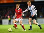 2 May 2025; Connor Malley of Sligo Rovers in action against Shane Farrell of Drogheda United during the SSE Airtricity Men's Premier Division match between Sligo Rovers and Drogheda United at The Showgrounds in Sligo. Photo by Piaras Ó Mídheach/Sportsfile