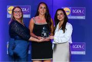 2 May 2025; The players selected on the Teams of the 2025 Lidl National Leagues were presented with their awards at Croke Park on Friday, May 2. The best players from the four divisions in the 2025 Lidl National Football Leagues were selected by the LGFA’s All Star committee. Aishling Sheridan from Cavan is pictured receiving her Division 3 award from Trina Murray, Ladies Gaelic Football Association President, and Christine McIntyre, Senior Partnerships and Events Manager, Lidl Ireland and Northern Ireland. Photo by Matt Browne/Sportsfile