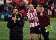 2 May 2025; Derry City manager Tiernan Lynch after the SSE Airtricity Men's Premier Division match between Derry City and Shelbourne at The Ryan McBride Brandywell Stadium in Derry. Photo by Stephen McCarthy/Sportsfile