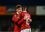 2 May 2025; Sligo Rovers players Owen Elding, left, and Francely Lomboto after the drawn SSE Airtricity Men's Premier Division match between Sligo Rovers and Drogheda United at The Showgrounds in Sligo. Photo by Piaras Ó Mídheach/Sportsfile